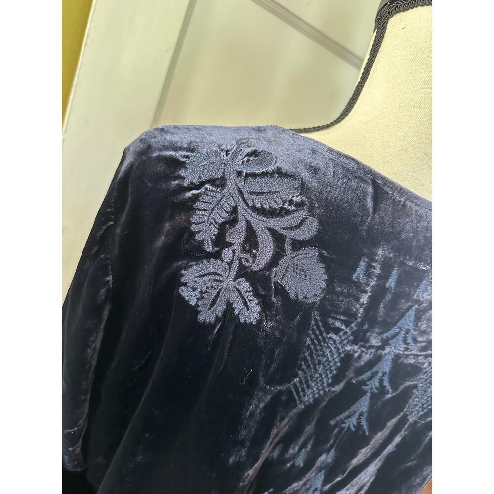 Johnny Was Los Angeles Holland Embroidered Tunic In Navy Blue Velvet 1X - Picture 13 of 15